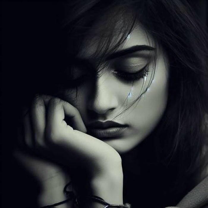 sad girl dp with headphones