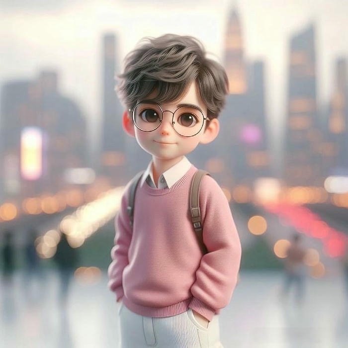 cartoon boy with glasses