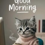 images good cat flowers romantic peaceful morning greeting love