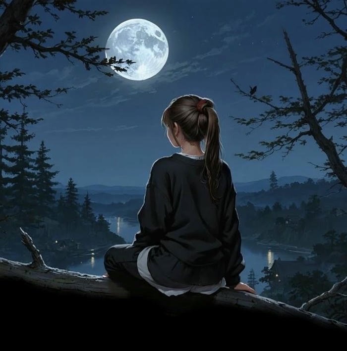 lonely girl in dark