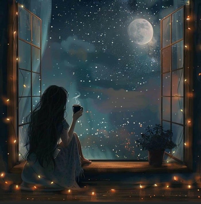 sad girl alone at night