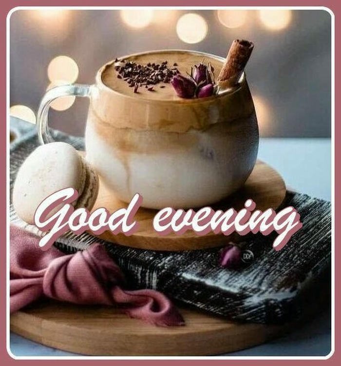 snacks and tea cup good evening images peaceful vibes