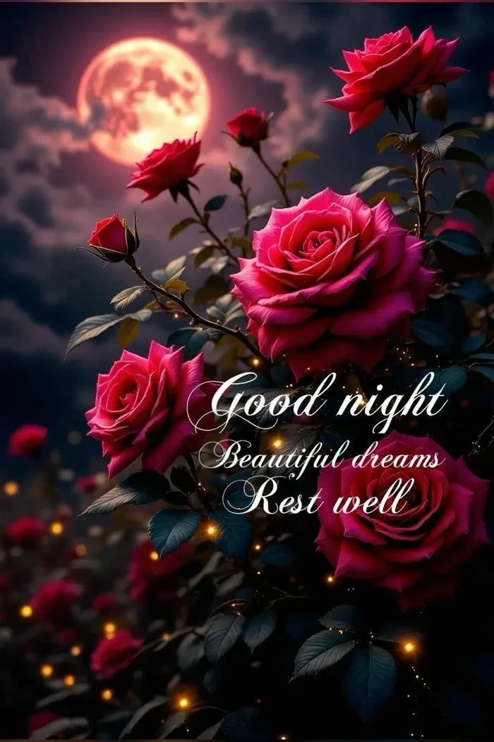 cute good night rose image