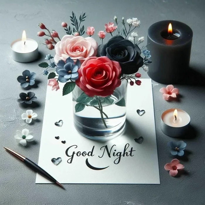 good night rose image download free