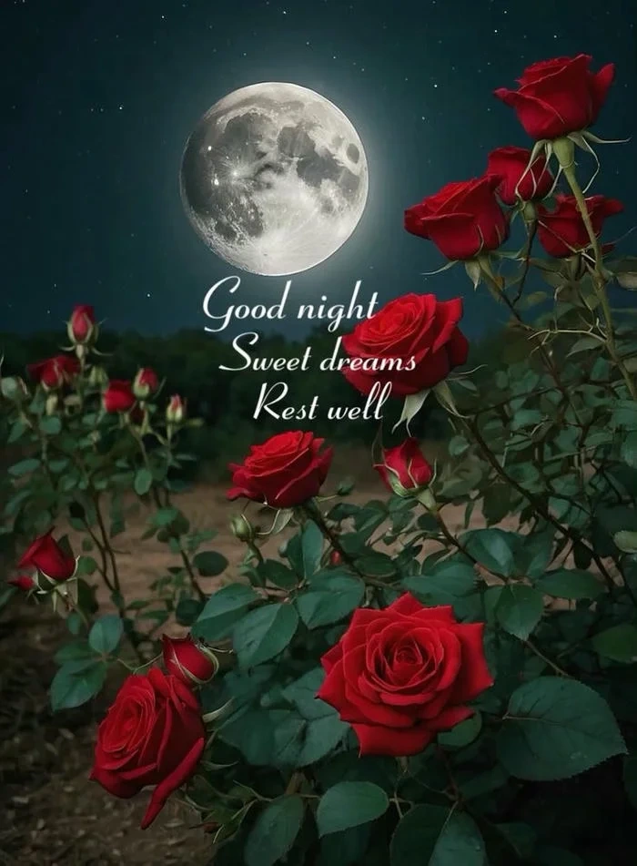 heart touching good night rose image