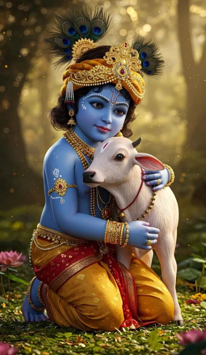 ancient lord krishna 3d images image surrounded by lamps