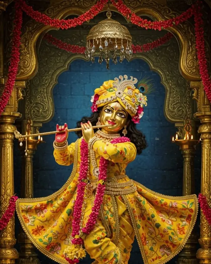 ancient lord krishna 3d images image with floral garlands