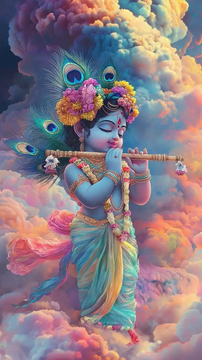 beautiful lord krishna 3d images art under holy sky