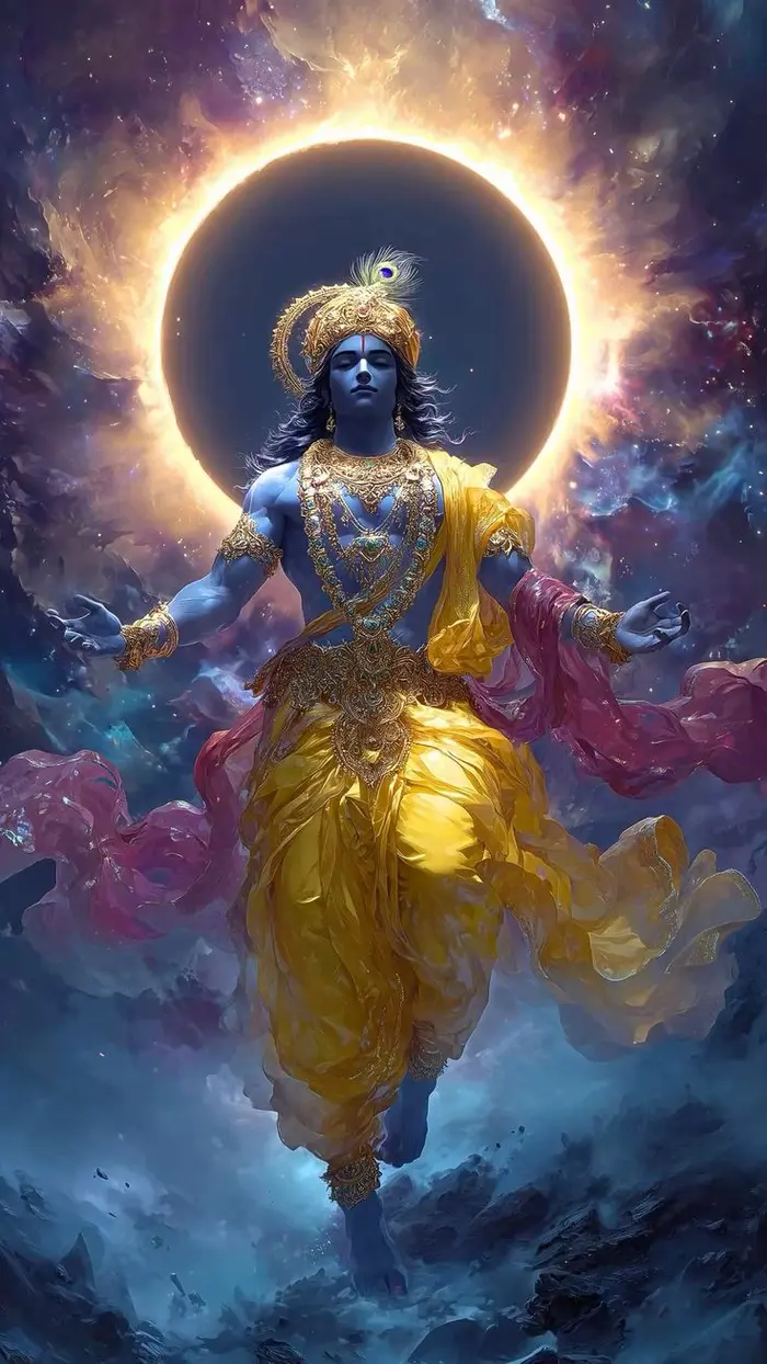 beautiful lord krishna 3d images idol holding sacred symbols