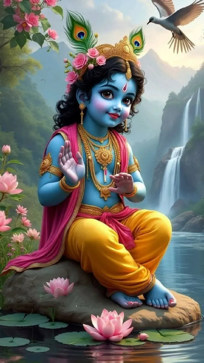 beautiful lord krishna 3d images image during morning prayer