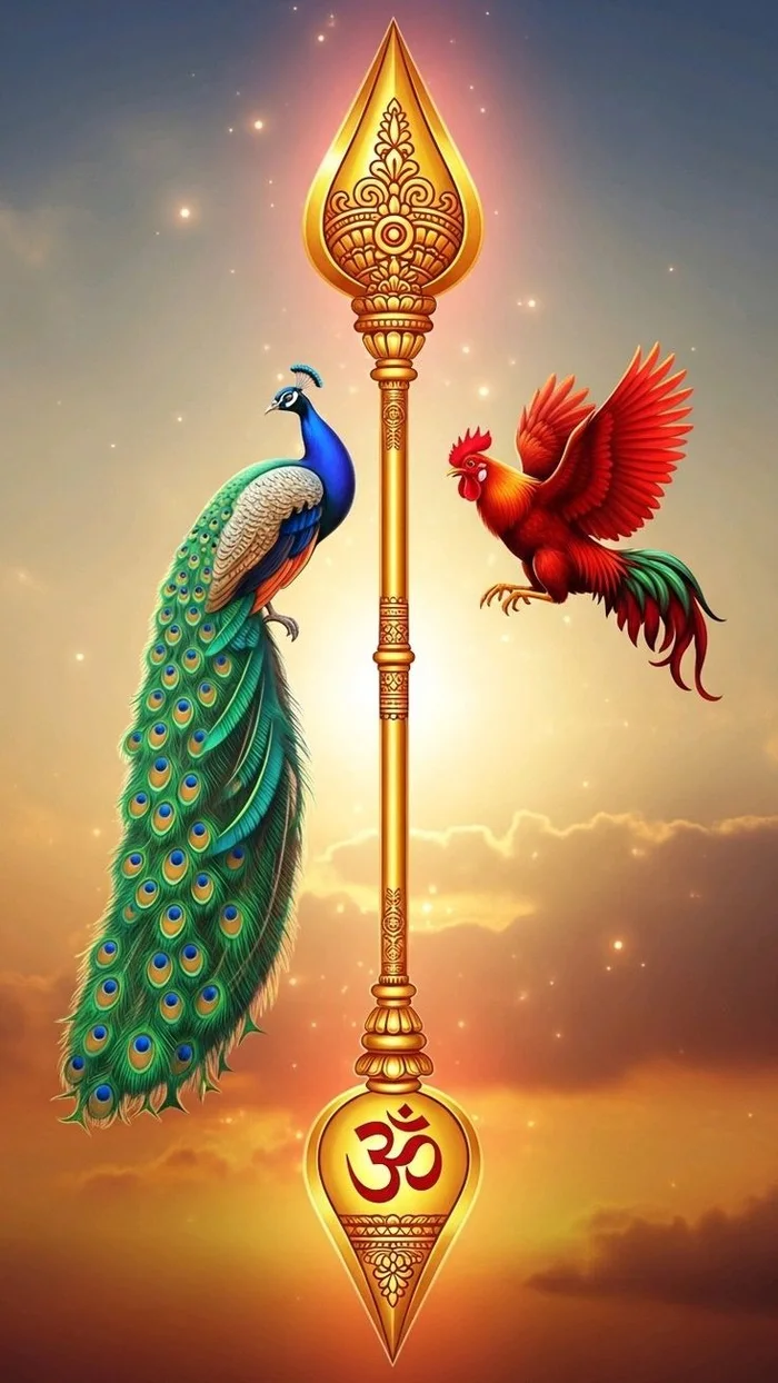 beautiful lord murugan vel 3d images picture holding sacred symbols