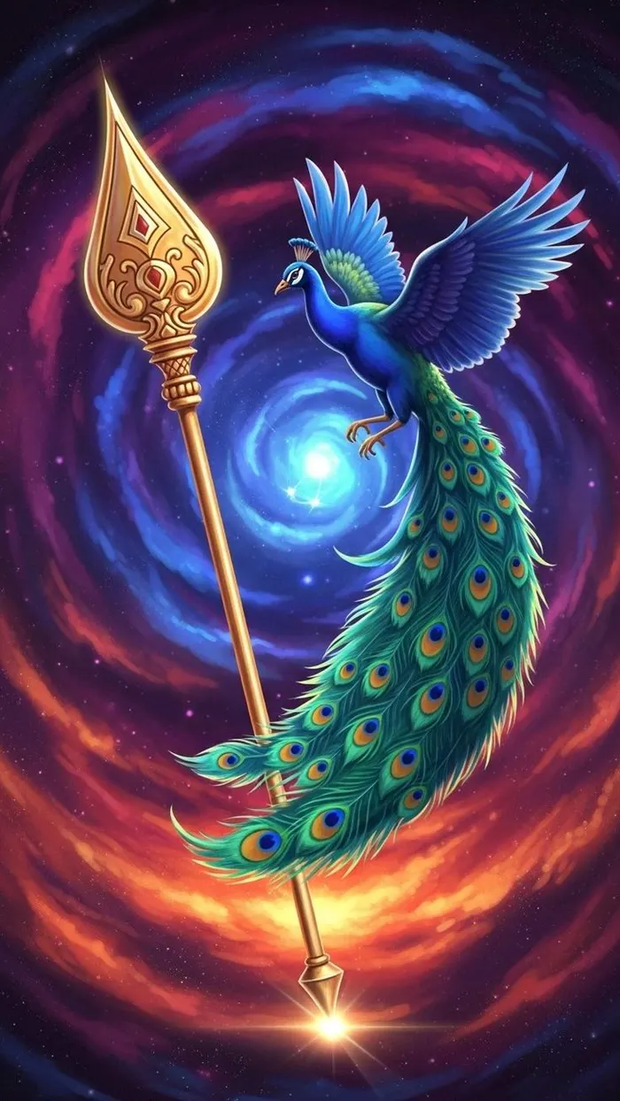 beautiful lord murugan vel 3d images wallpaper with golden aura (2)