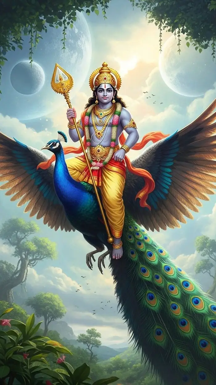 blessed lord murugan vel 3d images art with calm expression