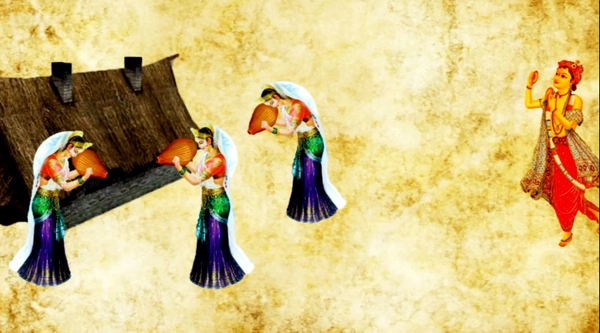 blessed lord panduranga images painting surrounded by lamps