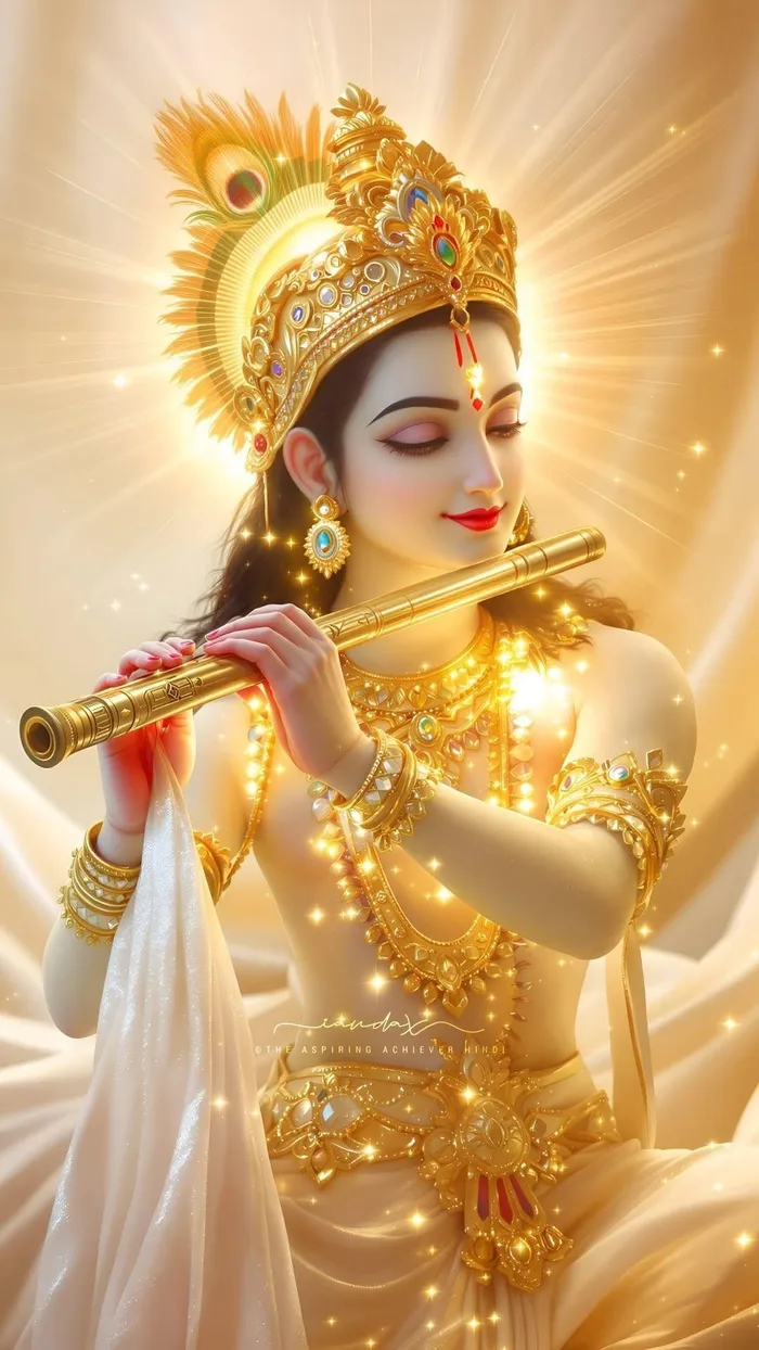 colorful lord krishna 3d images statue under soft sunlight