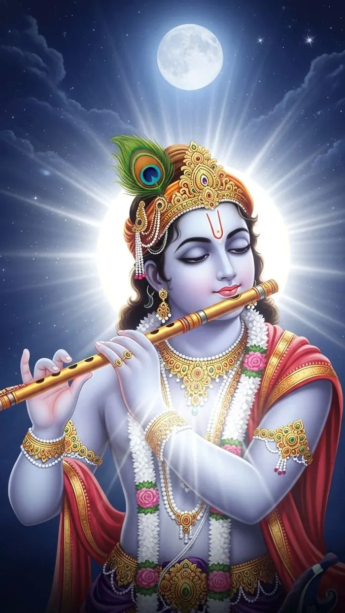 divine lord krishna 3d images idol in the temple light