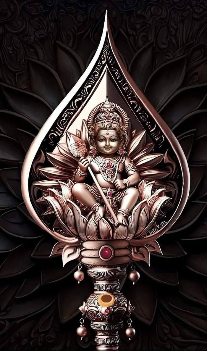 holy lord murugan vel 3d images photography with floral garlands