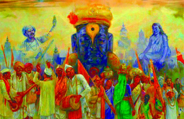 holy lord panduranga images statue surrounded by lamps