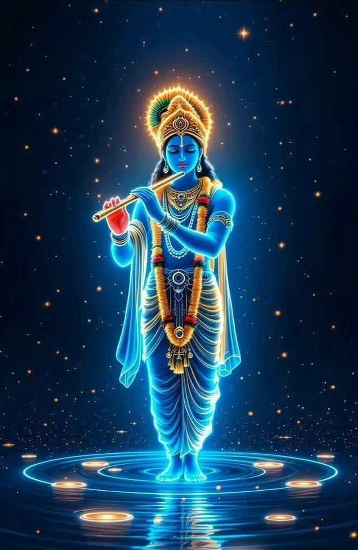 majestic lord krishna 3d images photography surrounded by lamps