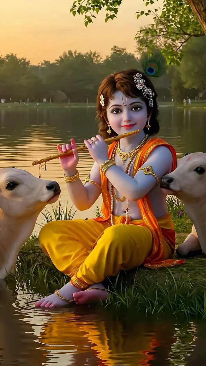 serene lord krishna 3d images idol under soft sunlight