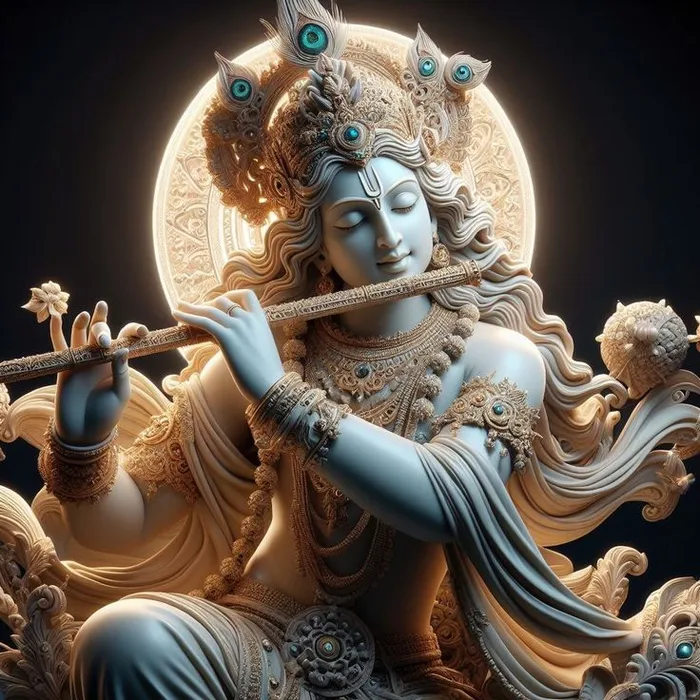 serene lord krishna 3d images photography in artistic pose