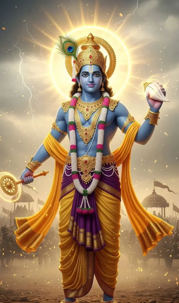 serene lord krishna 3d images photography with calm expression