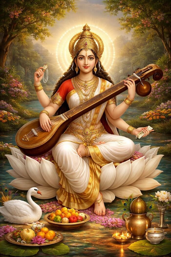 lord saraswati images golden temple theme