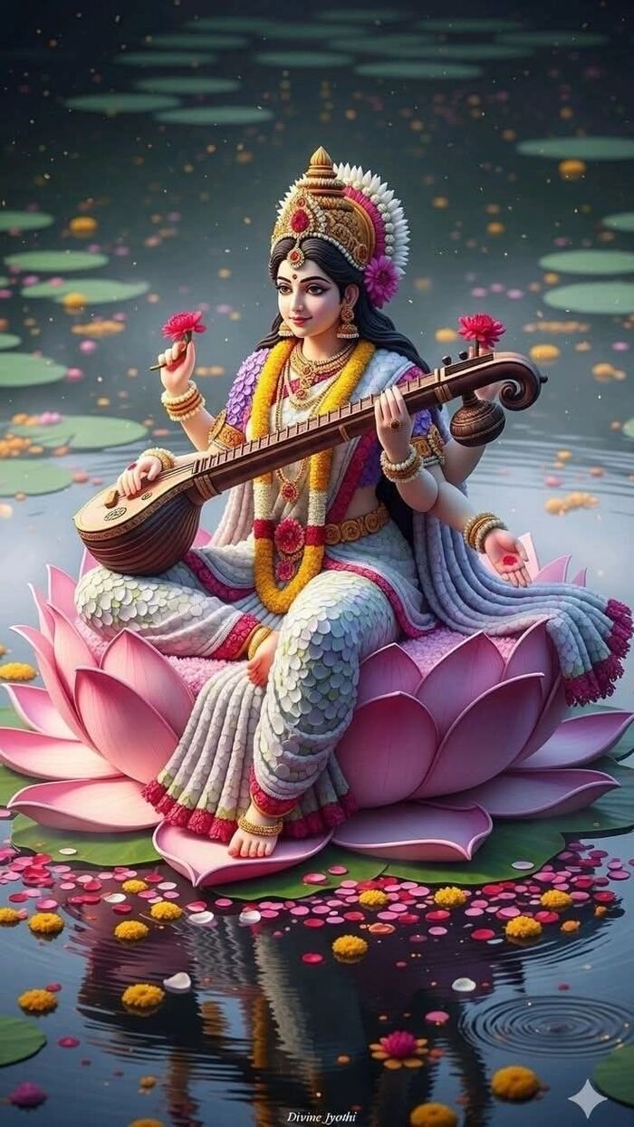 lord saraswati images vintage painting