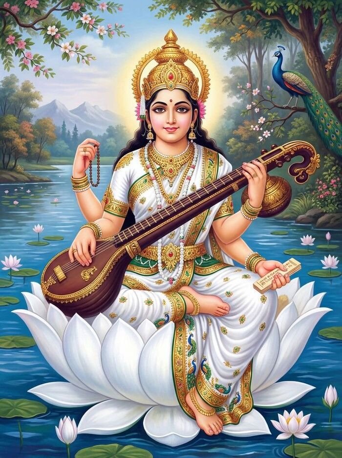 lord saraswati images white background