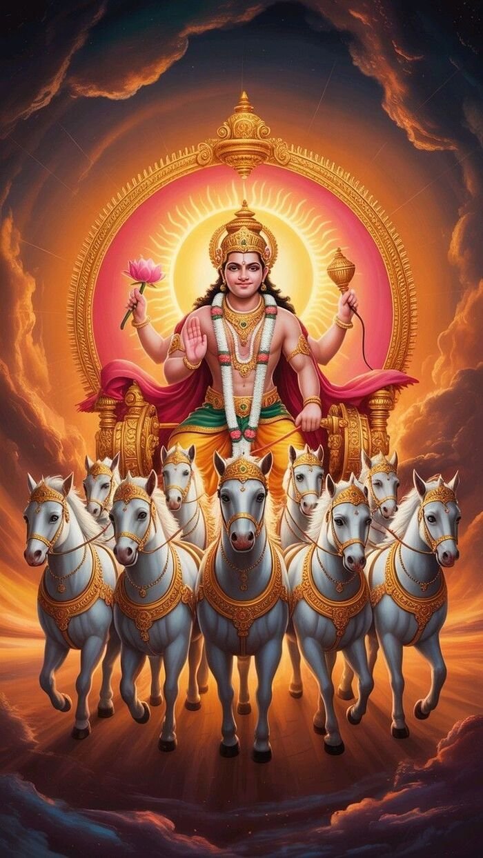 lord surya images seven horses chariot art