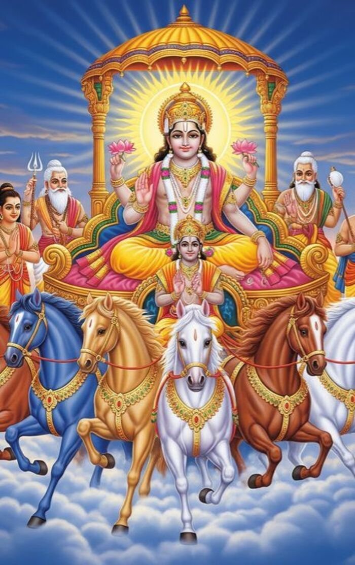 lord surya images standing on lotus