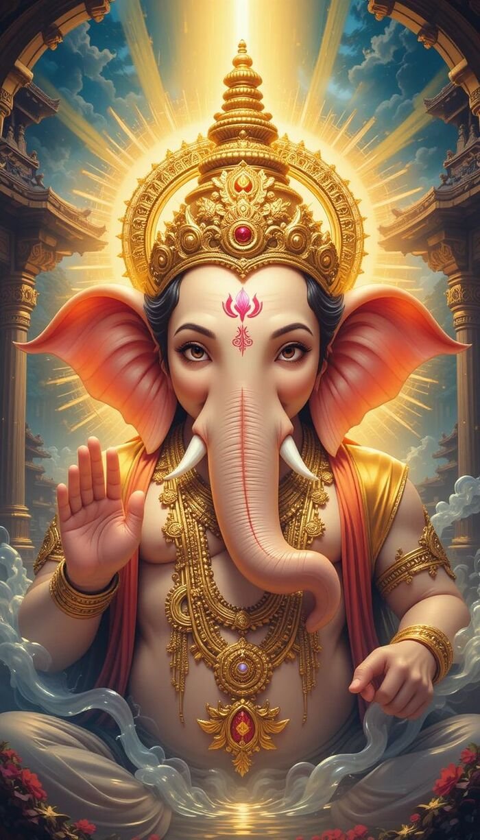 lord vinayaka images divine light effect