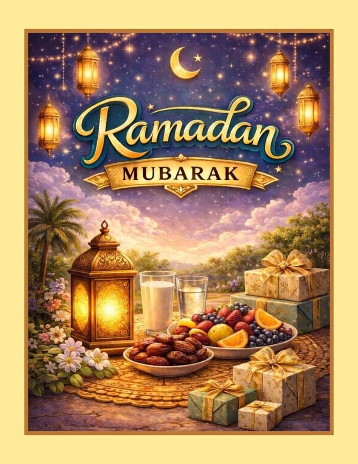 ramadan wishes images golden mosque background