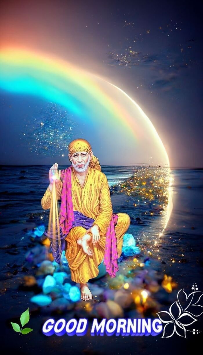 sai baba good morning images golden light effect
