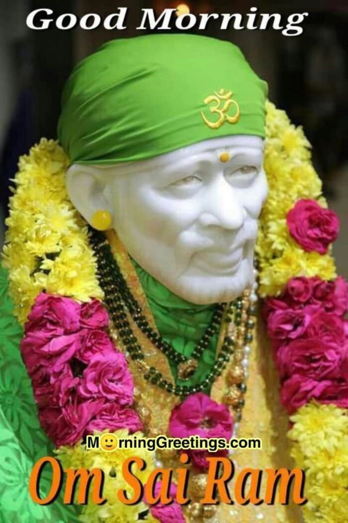 sai baba good morning images lotus theme