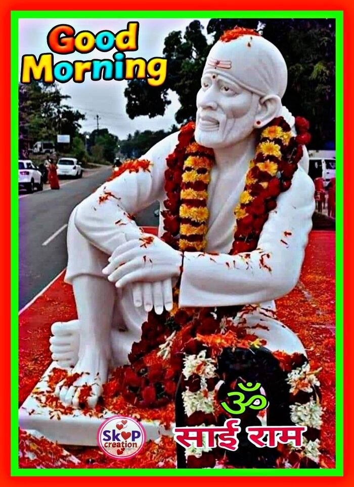 sai baba good morning images with flowers