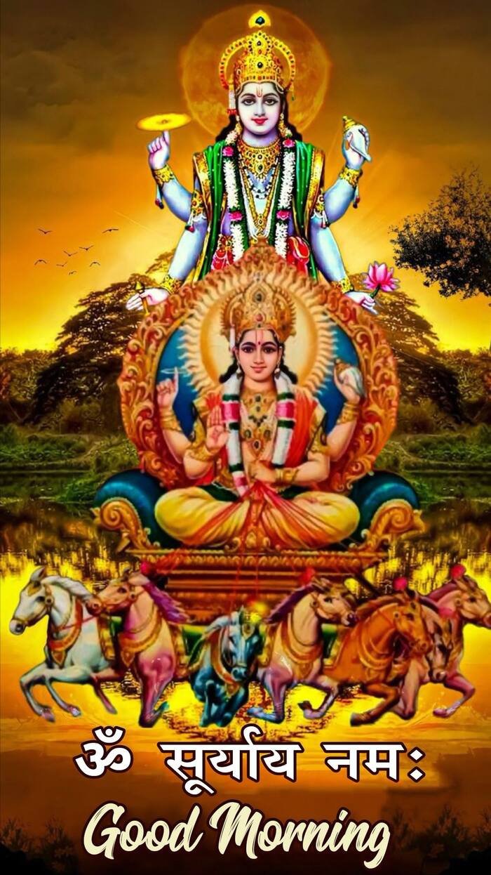 shubh ravivar good morning image golden light effect