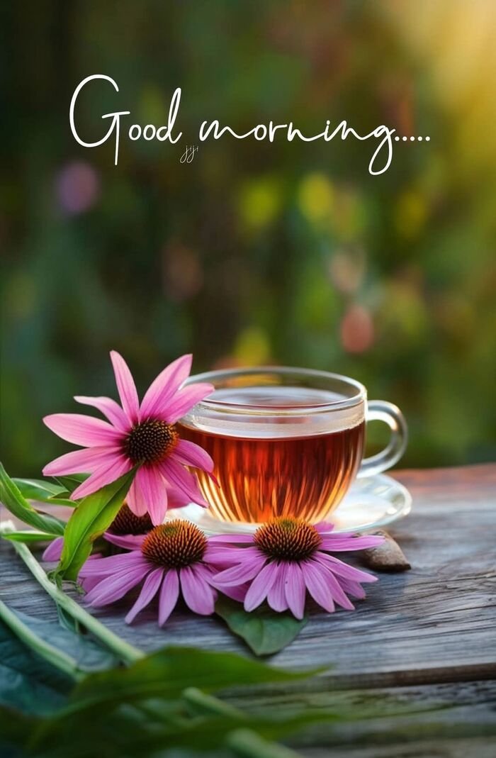 tea good morning images floral decoration