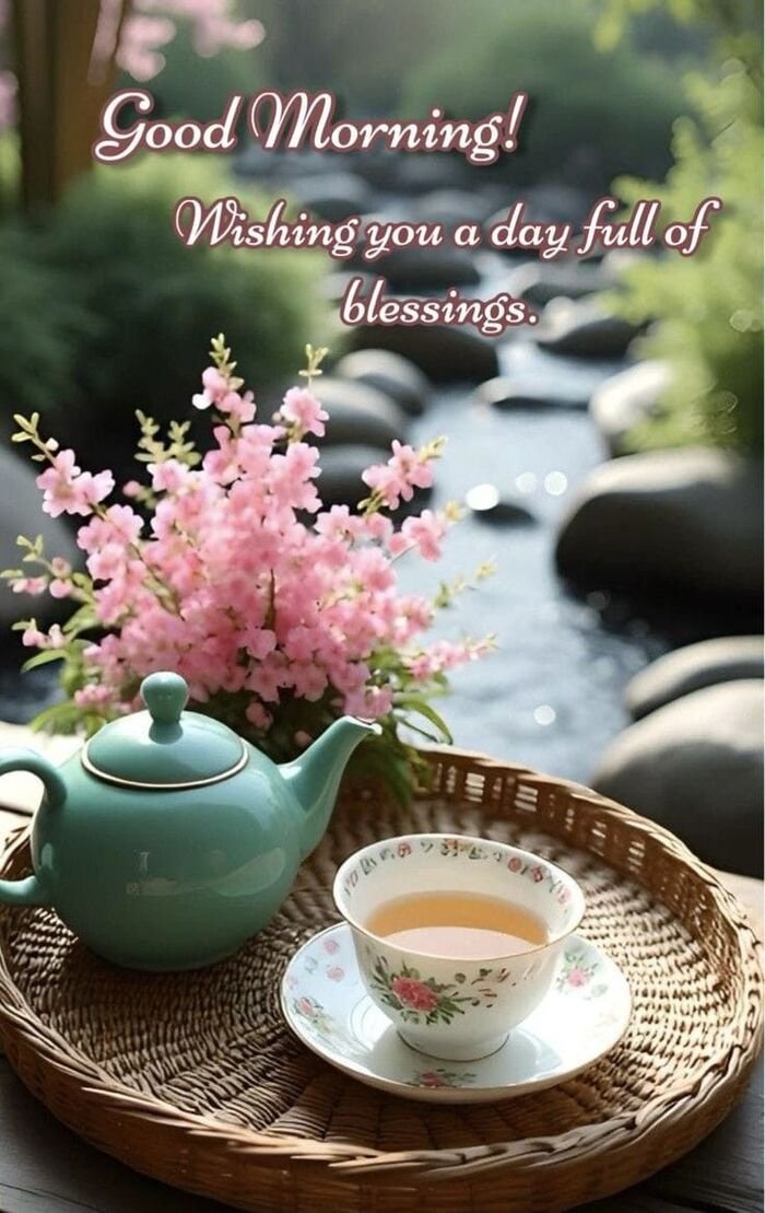 tea good morning images with sunrise view