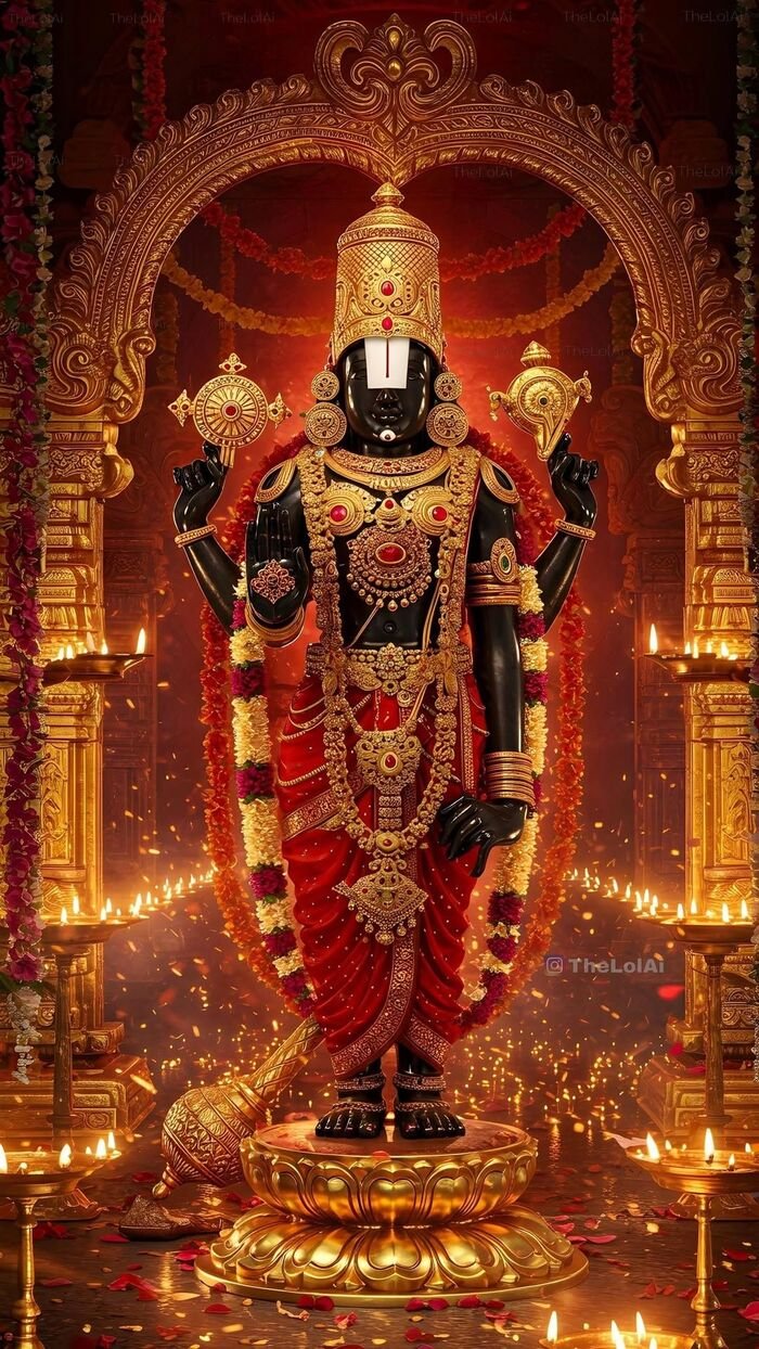 tirupati god images with deepam light