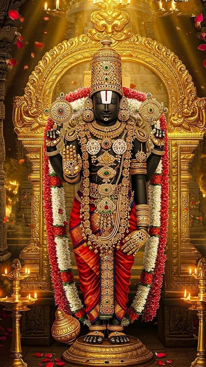 tirupati god images with flower decoration